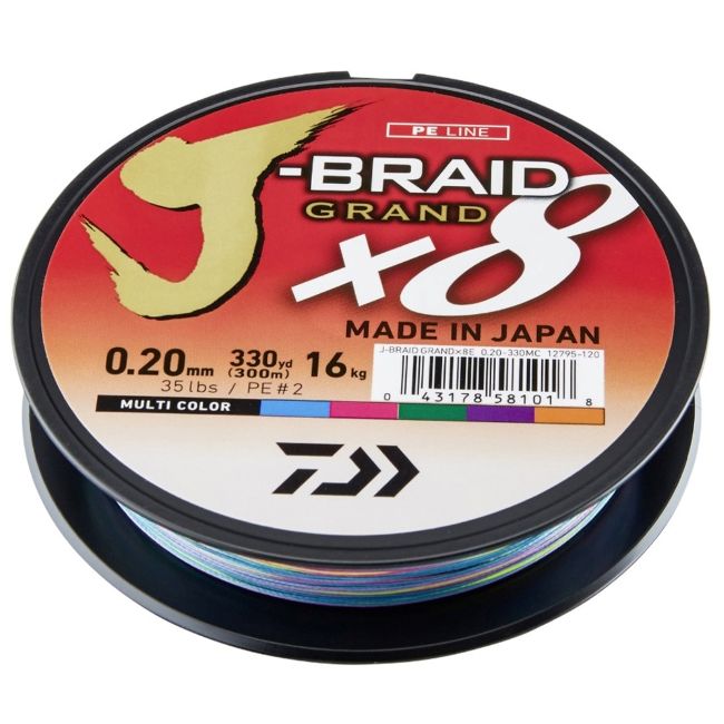 Tresse Daiwa J-Braid Grand X8 Multi Colour 3000m