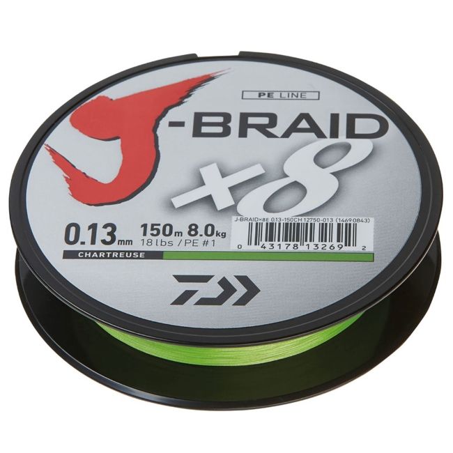 Tresse Daiwa J-Braid X8 Braided Line Chartreuse 1500m