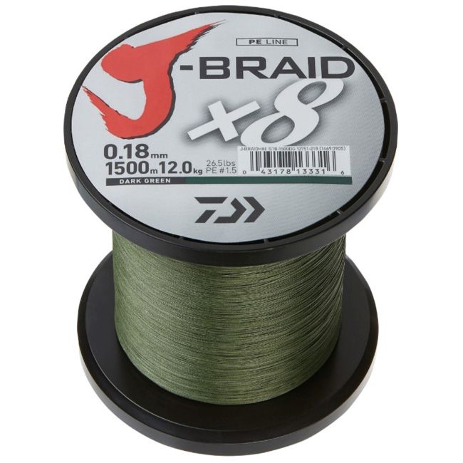Tresse Daiwa J-Braid X8 Braided Line Dark Green 3000m