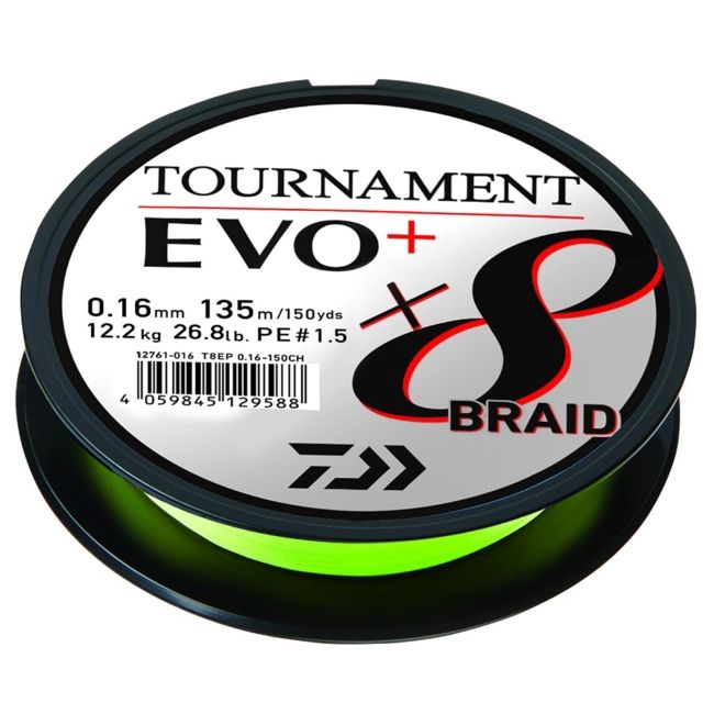 Tresse Daiwa Tournament X8 EVO+ Braided Line Chartreuse 900m