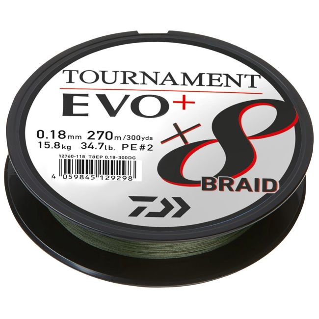 Tresse Daiwa Tournament X8 EVO+ Braided Line Dark Green 900m