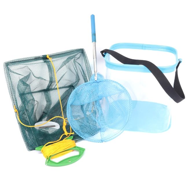 Discover Kids EVA Crab Bucket + Net + Dipping Net Set - Blue