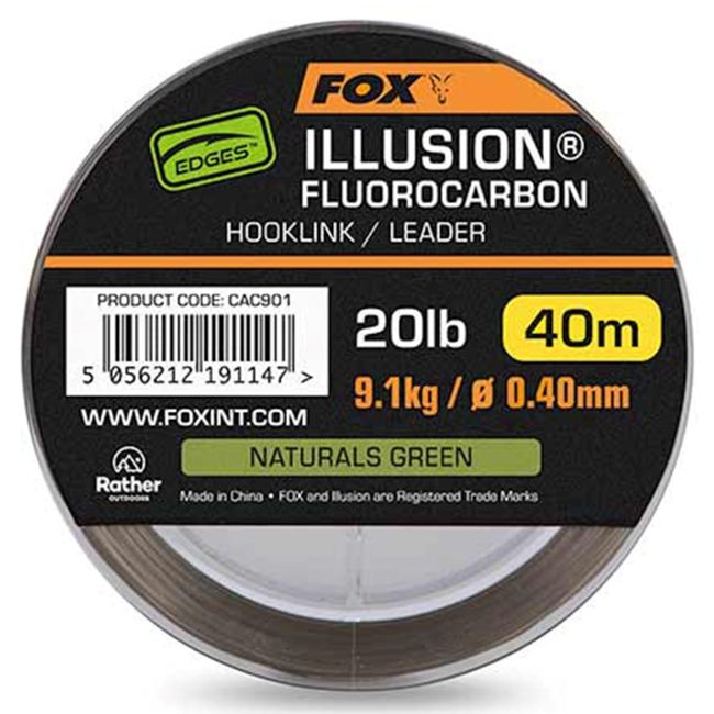 Fox Edges Illusion Fluorocarbon Hooklink Leeder Naturals Green 40m