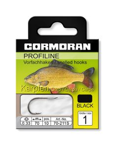Cormoran Profiline Black Carp Hooks To Nylon 70cm