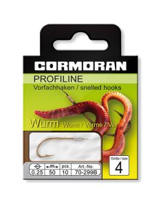Cormoran Profiline Bronzed Worm Hooks To Nylon 50cm