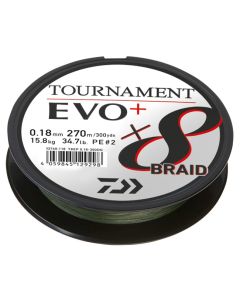 Daiwa Tournament X8 EVO+ Braided Line Dark Green 270m