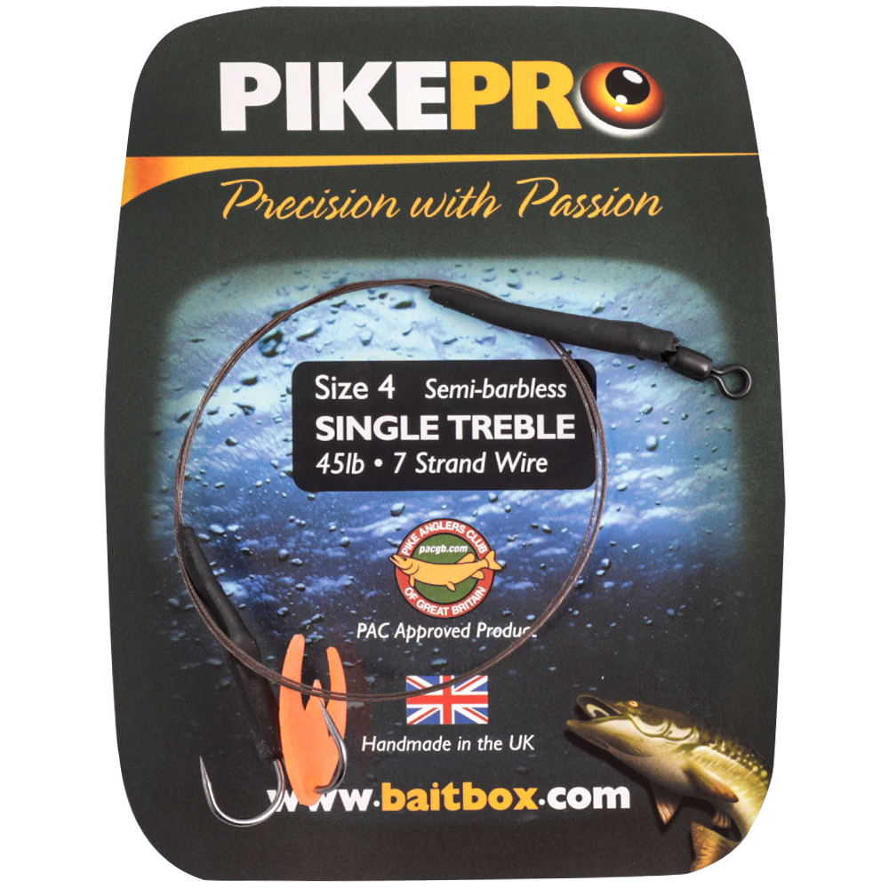 Pike Pro Single Treble Semi Barbed Traces